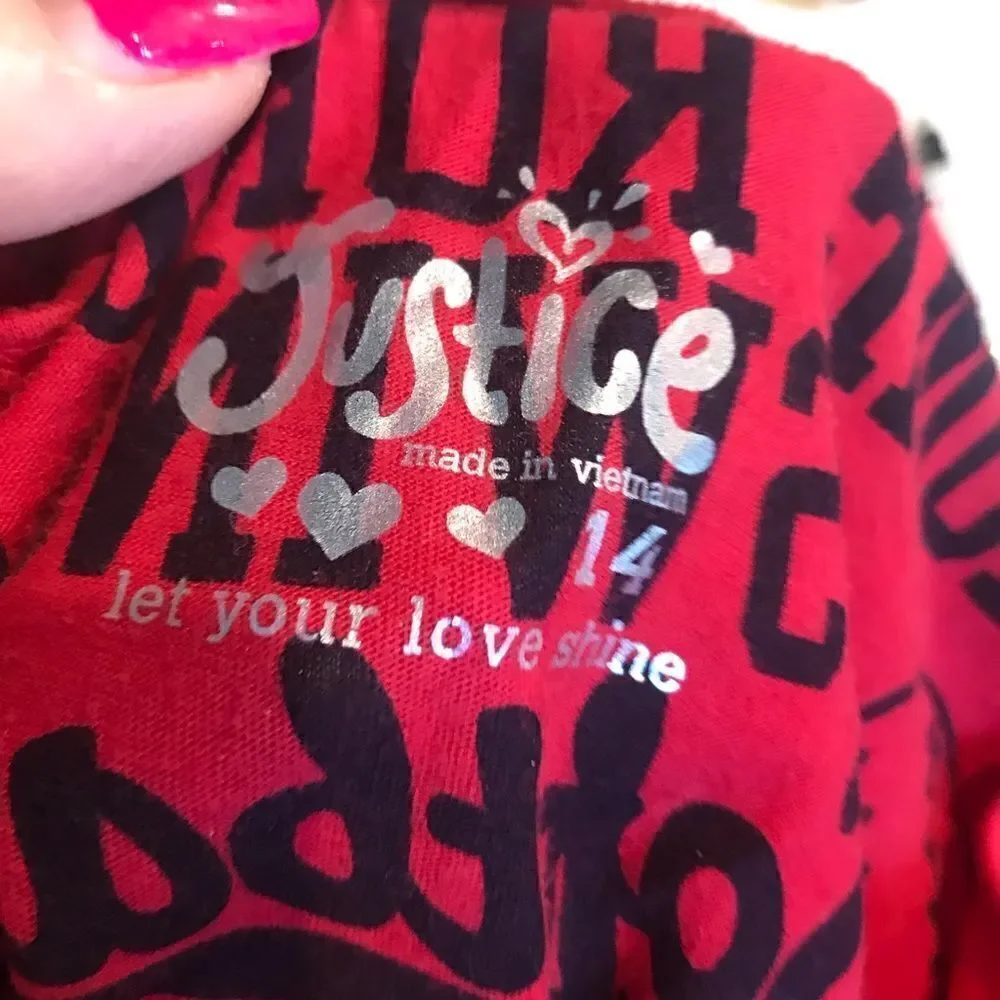 Justice Red Crop Top Softball Size 14